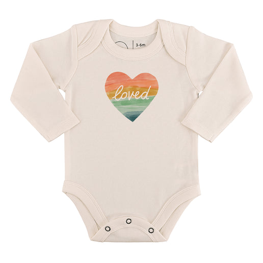 Loved Rainbow Heart Long Sleeve Baby Organic Bodysuit