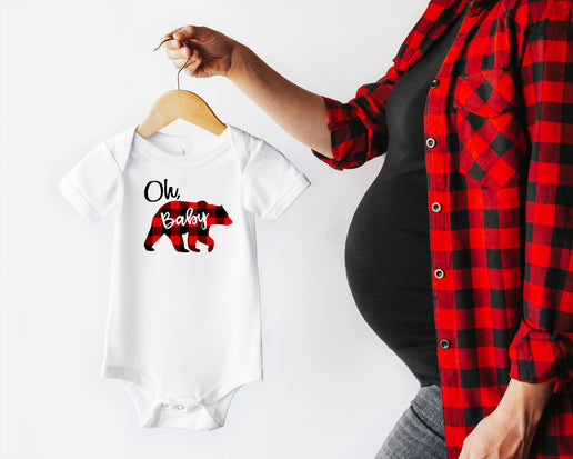 Oh Baby! Christmas Pregnancy Announcement Onesie | Long Sleeve