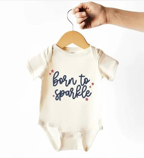 Born to Sparkle Baby Bodysuit | Independence Day Patriotic Outfit